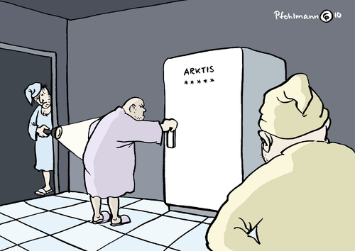 Cartoon: Arktis-Hunger (medium) by Pfohlmann tagged arktis,rohstoffe,kampf,streit,ressourcen,kühlschrank,eisschrank,nordpol,arktis,rohstoffe,kampf,ressourcen,kühlschrank,eisschrank,nordpol