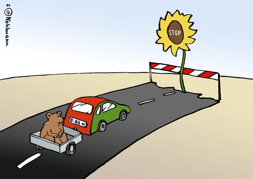 Cartoon: Aus für Rotgrün (medium) by Pfohlmann tagged karikatur,color,farbe,2011,deutschland,berlin,rotgrün,rot,grün,koalition,koalitionsverhandlungen,bär,auto,autobahn,stadtautobahn,100,stop,stopp,spd,grüne,berlin,rot,grün,koalition,koalitionsverhandlungen,deutschland,bär,auto,autobahn