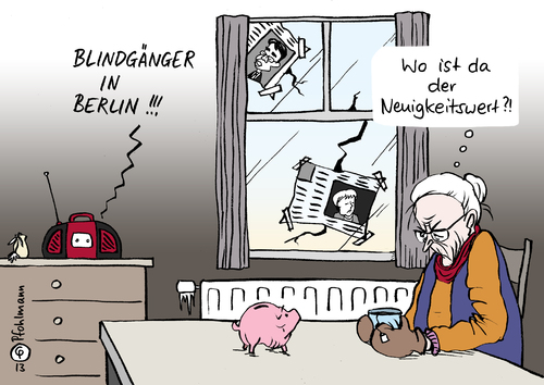 Cartoon: Berliner Blindgänger (medium) by Pfohlmann tagged karikatur,cartoon,color,farbe,2013,deutschland,berlin,blindgänger,bombe,weltkrieg,krieg,entschärfung,hauptbahnhof,armut,altersarmut,alter,sparschwein,zeitung,politiker,regierung,koalition,merkel,rösler,bundeskanzlerin,rentner,renterin,karikatur,cartoon,color,farbe,2013,deutschland,berlin,blindgänger,bombe,weltkrieg,krieg,entschärfung,hauptbahnhof,armut,altersarmut,alter,sparschwein,zeitung,politiker,regierung,koalition,merkel,rösler,bundeskanzlerin,rentner,renterin