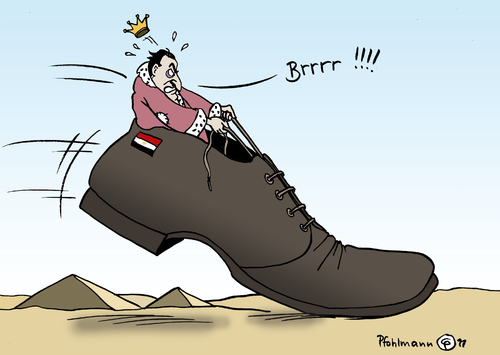 Cartoon: Böser Schuh! (medium) by Pfohlmann tagged ägpyten,egypt,mubarak,schuh,shoe,revolution,aufstand,demonstration,rücktritt,manifestation,kairo,schnürsenkel,ägypten,revolution,mubarak,rücktritt,diktator,demonstration,demokratie