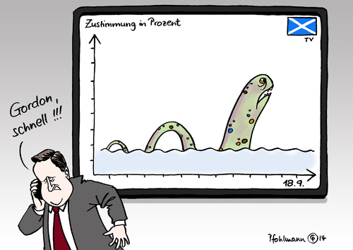 Cartoon: Cameron und Nessie (medium) by Pfohlmann tagged karikatur,cartoon,color,farbe,2014,schottland,referendum,großbritannien,cameron,gordon,brown,nessie,loch,ness,abstimmung,volksabstimmung,unabhängigkeit,chart,umfragen,zustimmung,karikatur,cartoon,color,farbe,2014,schottland,referendum,großbritannien,cameron,gordon,brown,nessie,loch,ness,abstimmung,volksabstimmung,unabhängigkeit,chart,umfragen,zustimmung