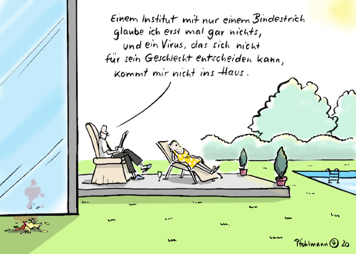 Cartoon: Corona-Grammatik (medium) by Pfohlmann tagged 2020,deutschland,deutsch,sprache,corona,covid19,coronavirus,pandemie,grammatik,rechtschreibung,bindestrich,robert,koch,institut,virus,geschlecht,gender,2020,deutschland,deutsch,sprache,corona,covid19,coronavirus,pandemie,grammatik,rechtschreibung,bindestrich,robert,koch,institut,virus,geschlecht,gender