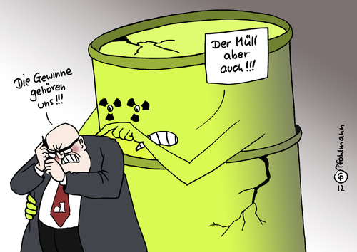 Cartoon: Eigentum (medium) by Pfohlmann tagged atomkonzerne,verfassungsgericht,klage,energiewende,atomausstieg,deutschland,2012,farbe,color,karikatur,energiekonzerne,entschädigung,atommüll,fass,eigentum,enteignung,schadensersatz,schadenersatz,gewinne,2012,deutschland,atomausstieg,energiewende,klage,verfassungsgericht