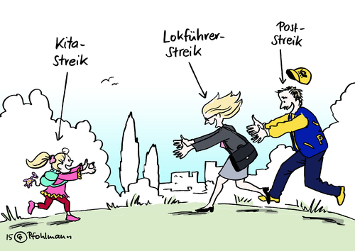 Cartoon: Familienfreundliche Streiks (medium) by Pfohlmann tagged karikatur,cartoon,2015,color,farbe,deutschland,deutsche,post,streik,streiks,gdl,lokführer,erzieher,kita,kindergarten,kindertagesstätten,kind,familie,vater,mutter,verdi,gewerkschaft,zeit,zusammen,wiedersehen,treffen,familienleben,karikatur,cartoon,2015,color,farbe,deutschland,deutsche,post,streik,streiks,gdl,lokführer,erzieher,kita,kindergarten,kindertagesstätten,kind,familie,vater,mutter,verdi,gewerkschaft,zeit,zusammen,wiedersehen,treffen,familienleben