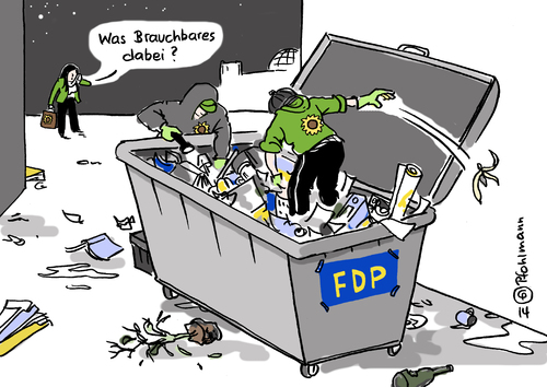 Cartoon: FDP containern (medium) by Pfohlmann tagged karikatur,cartoon,farbe,color,2014,deutschland,gründe,fdp,container,abfall,reste,bundestag,lücke,containern,wiederverwertung,recycling,resteverwertung,müll,göring,eckardt,karikatur,cartoon,farbe,color,2014,deutschland,gründe,fdp,container,abfall,reste,bundestag,lücke,containern,wiederverwertung,recycling,resteverwertung,müll,göring,eckardt