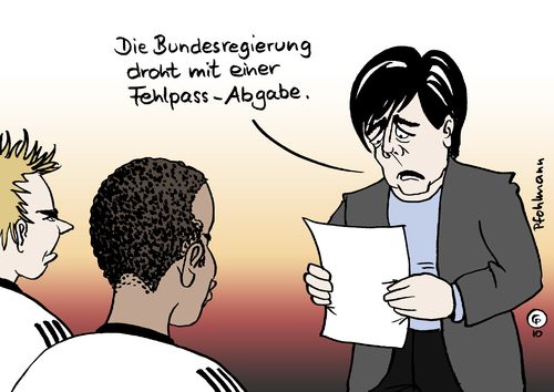 Cartoon: Fehlpass-Abgabe (medium) by Pfohlmann tagged wm,fußball,deutschland,nationalmannschaft,jogi,löw,sparpaket,bundesregierung,regierung,schwarz,gelb,koalition,fehlpass,abgabe,steuer,steuern,steuerpolitik,achtelfinale,südafrika,weltmeisterschaft,wm,fußball,deutschland,nationalmannschaft,jogi löw,bundesregierung,regierung,schwarz,gelb,fehlpass,abgabe,steuer,steuern,achtelfinale,jogi,löw