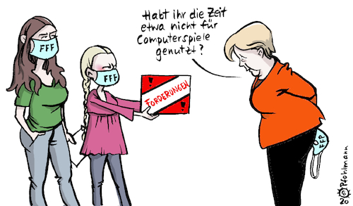 Cartoon: FFF bei Merkel (medium) by Pfohlmann tagged 2020,merkel,fff,fridays,for,future,greta,luisa,neubauer,bundeskanzlerin,kanzlerin,klima,klimaschutz,klimwandel,klimakrise,maske,ffp,lockdown,corona,computerspiele,games,gaming,freizeit,jugendliche,internet,2020,merkel,fff,fridays,for,future,greta,luisa,neubauer,bundeskanzlerin,kanzlerin,klima,klimaschutz,klimwandel,klimakrise,maske,ffp,lockdown,corona,computerspiele,games,gaming,freizeit,jugendliche,internet