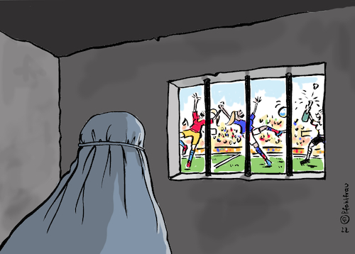 Cartoon: Frauenfenster Afghanistan (medium) by Pfohlmann tagged afghanistan,amnesty,internationel,menschenrechte,frauenrechte,frauen,burka,gleichberechtigung,fußball,frauenfußball,em,fenster,gefängnis,gitterstäbe,knast,unterdrückung,sport,freiheit,gefangenschaft,europameisterschaft,taliban,terror,afghanistan,amnesty,internationel,menschenrechte,frauenrechte,frauen,burka,gleichberechtigung,fußball,frauenfußball,em,fenster,gefängnis,gitterstäbe,knast,unterdrückung,sport,freiheit,gefangenschaft,europameisterschaft,taliban,terror