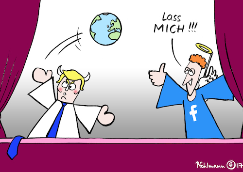 Cartoon: Global Player (medium) by Pfohlmann tagged karikatur,cartoon,2017,color,farbe,usa,trump,präsident,zuckerberg,weltgemeinschaft,gemeinschaft,soziales,netzwerk,facebook,macht,weltherrschaft,globus,kasper,kasperletheater,theater,puppen,handpuppen,teufel,engel,teufelchen,engelchen,machtanspruch,global,player,spieler,spielen,karikatur,cartoon,2017,color,farbe,usa,trump,präsident,zuckerberg,weltgemeinschaft,gemeinschaft,soziales,netzwerk,facebook,macht,weltherrschaft,globus,kasper,kasperletheater,theater,puppen,handpuppen,teufel,engel,teufelchen,engelchen,machtanspruch,global,player,spieler,spielen