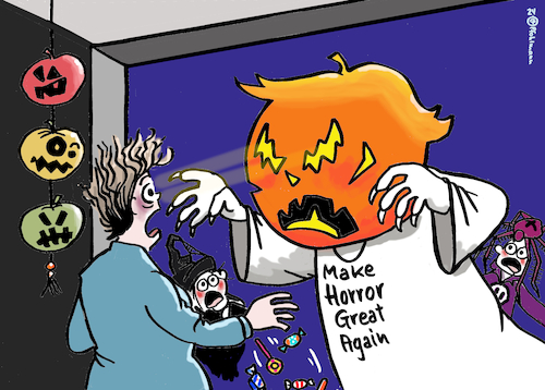 Cartoon: Great Horror (medium) by Pfohlmann tagged trump,usa,halloween,kürbis,horror,great,again,america,grusel,präsidentschaftswahlen,gespenster,geist,monster,trump,usa,halloween,kürbis,horror,great,again,america,grusel,präsidentschaftswahlen,gespenster,geist,monster