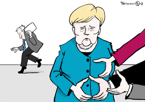 Cartoon: Halbraute (medium) by Pfohlmann tagged karikatur,cartoon,farbe,color,2018,deutschland,merkel,bundeskanzlerin,raute,parteivorsitz,rücktritt,kandidaten,kandidatur,halb,seehofer,csu,cdu,union,innenminister,deckung,karikatur,cartoon,farbe,color,2018,deutschland,merkel,bundeskanzlerin,raute,parteivorsitz,rücktritt,kandidaten,kandidatur,halb,seehofer,csu,cdu,union,innenminister,deckung