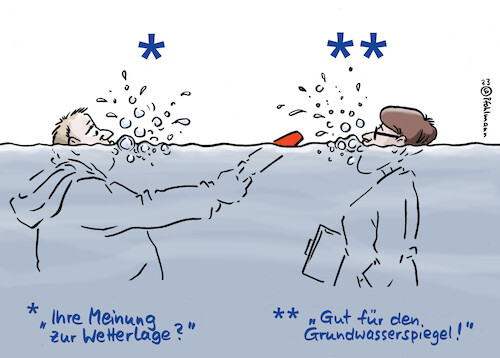 Cartoon: Hochwasser - Grundwasser (medium) by Pfohlmann tagged hochwasser,starkregen,grundwasser,interview,wetter,klima,extremwetter,überflutung,trockenheit,grundwasserspiegel,hochwasserpegel,pegelstand,hochwasser,starkregen,grundwasser,interview,wetter,klima,extremwetter,überflutung,trockenheit,grundwasserspiegel,hochwasserpegel,pegelstand