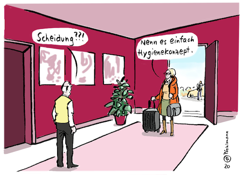 Cartoon: Hygiene-Scheidung (medium) by Pfohlmann tagged 2020,corona,coronavirus,pandemie,hygiene,ehe,scheidung,hygienekonzept,2020,corona,coronavirus,pandemie,hygiene,ehe,scheidung,hygienekonzept