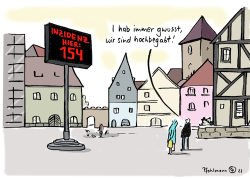 Cartoon: Inzidenzquotient (medium) by Pfohlmann tagged 2021,corona,coronavirus,pandemie,inzidenz,intelligenz,iq,hochbegabt,intelligent,infektionszahlen,neuinfektionen,mathematik,2021,corona,coronavirus,pandemie,inzidenz,intelligenz,iq,hochbegabt,intelligent,infektionszahlen,neuinfektionen,mathematik