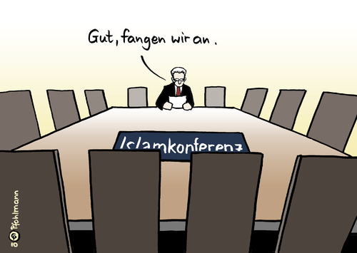 Cartoon: Islamkonferenz (medium) by Pfohlmann tagged islam,islamkonferenz,deutschland,innenminister,de,maiziere,cdu,schäuble,zentralrat,islamrat,islam,islamkonferenz,deutschland,innenminister,maiziere,de,schäuble,zentralrat,islamrat