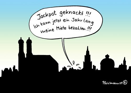 Cartoon: Münchner Lottogewinn (medium) by Pfohlmann tagged jackpot,lotto,lottogewinn,gewinner,knacken,geknackt,münchen,miete,mietwucher,wohnungsmarkt,münchen,jackpot,lotto,lottogewinn,gewinn,gewinner,gewonnen,geld,finanzen,glück,miete,mietwucher,wohnungsmarkt,wohnungssuche,wohnen,wohnung,millionen,millionär,preise,mietwohnung