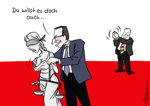 Cartoon: Justitia-Grapscher (medium) by Pfohlmann tagged karikatur,cartoon,color,farbe,2017,polen,justizreform,ministerpräsident,morawiecki,justiz,rechtsstaat,kontrolle,regierung,pis,orban,ungarn,beifall,applaus,eu,europa,justitia,justizia,grabscher,belästigung,metoo,karikatur,cartoon,color,farbe,2017,polen,justizreform,ministerpräsident,morawiecki,justiz,rechtsstaat,kontrolle,regierung,pis,orban,ungarn,beifall,applaus,eu,europa,justitia,justizia,grabscher,belästigung,metoo