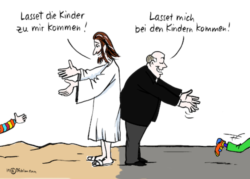 Cartoon: Kinder kommen (medium) by Pfohlmann tagged kinder,kirche,missbrauch,jesus,priester,katholisch,kommen,kinder,kirche,missbrauch,jesus,priester,katholisch,kommen