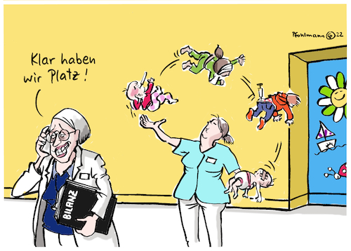 Cartoon: Kinderklinik (medium) by Pfohlmann tagged krankenhaus,klinik,kinderklinik,kinderkrankenhaus,medizin,gesundheit,gesundheitssystem,kosten,bilanz,kinder,überlastung,krankenhaus,klinik,kinderklinik,kinderkrankenhaus,medizin,gesundheit,gesundheitssystem,kosten,bilanz,kinder,überlastung