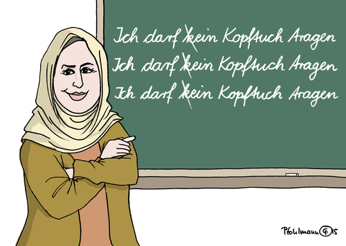 Cartoon: Kopftuch erlaubt (medium) by Pfohlmann tagged karikatur,cartoon,2015,color,farbe,deutschland,kopftuch,lehrerin,bundesverfassungsgericht,verfassungsgericht,erlaubnis,aufhebung,urteil,kopftuchverbot,religionsfreiheit,islam,glaube,religion,neutralität,schule,karikatur,cartoon,2015,color,farbe,deutschland,kopftuch,lehrerin,bundesverfassungsgericht,verfassungsgericht,erlaubnis,aufhebung,urteil,kopftuchverbot,religionsfreiheit,islam,glaube,religion,neutralität,schule