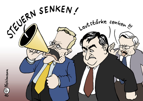 Cartoon: Lautstärke senken (medium) by Pfohlmann tagged westerwelle,fdp,steuersenkung,steuerererleichterung,wahlversprechen,megaphon,müller,saarland,koch,hessen,cdu,landtagswahl,nrw,lautstärke,guido westerwelle,fdp,steuersenkung,steuern,steuerererleichterung,wahlversprechen,megaphon,müller,saarland,koch,hessen,cdu,landtagswahl,wahl,wahlen,guido,westerwelle