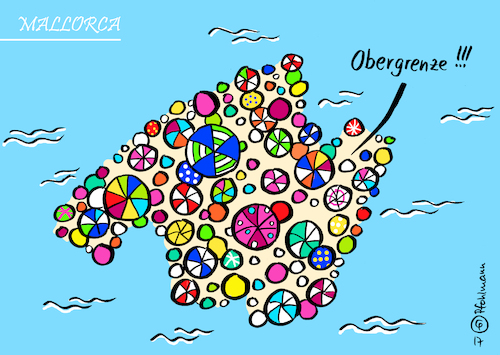 Cartoon: Mallorca Obergrenze (medium) by Pfohlmann tagged karikatur,cartoon,color,farbe,2017,mallorca,spanien,urlaub,insel,obergrenze,tourismus,touristen,massentourismus,ferien,überfüllung,schirme,sonnenschirme,schäden,einheimische,belastung,strand,meer,strandurlaub,karikatur,cartoon,color,farbe,2017,mallorca,spanien,urlaub,insel,obergrenze,tourismus,touristen,massentourismus,ferien,überfüllung,schirme,sonnenschirme,schäden,einheimische,belastung,strand,meer,strandurlaub