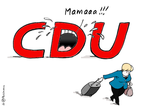 Cartoon: Mamaaa! (medium) by Pfohlmann tagged karikatur,cartoon,farbe,color,2018,deutschland,cdu,parteivorsitz,parteitag,angela,merkel,abschied,rede,trauer,weinen,tränen,mutti,mama,ära,parteivorsitzende,karikatur,cartoon,farbe,color,2018,deutschland,cdu,parteivorsitz,parteitag,angela,merkel,abschied,rede,trauer,weinen,tränen,mutti,mama,ära,parteivorsitzende