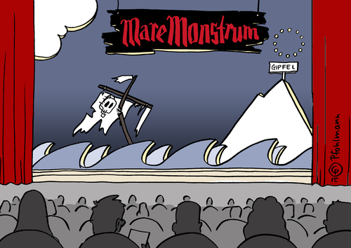 Cartoon: Mare monstrum (medium) by Pfohlmann tagged karikatur,cartoon,2015,color,farbe,eu,afrika,flüchtlinge,drama,theater,mare,monstrum,nostrum,flüchtlingsdrama,gipfel,tote,mittelmeer,boot,boote,opfer,asyl,flucht,europa,lampedusa,italien,libyen,flüchtlingspolitik,zuschauer,schauspiel,karikatur,cartoon,2015,color,farbe,eu,afrika,flüchtlinge,drama,theater,mare,monstrum,nostrum,flüchtlingsdrama,gipfel,tote,mittelmeer,boot,boote,opfer,asyl,flucht,europa,lampedusa,italien,libyen,flüchtlingspolitik,zuschauer,schauspiel