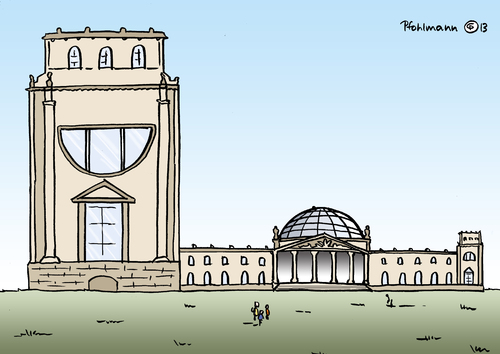 Cartoon: Neuer Reichstag (medium) by Pfohlmann tagged karikatur,cartoon,color,farbe,2013,bundestagswahl,reichstag,große,koalition,sondierungsgespräche,koalitionsverhandlungen,schwarz,rot,spd,cdu,csu,union,opposition,mehrheit,mehrheitsverhältnisse,gebäude,ungleich,rechte,wahlergebnis,machtverteilung,karikatur,cartoon,color,farbe,2013,bundestagswahl,reichstag,große,koalition,sondierungsgespräche,koalitionsverhandlungen,schwarz,rot,spd,cdu,csu,union,opposition,mehrheit,mehrheitsverhältnisse,gebäude,ungleich,rechte,wahlergebnis,machtverteilung