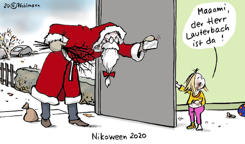 Cartoon: Nikoween 2020 (medium) by Pfohlmann tagged 2020,deutschland,gesundheit,krankheit,corona,coronavirus,pandemie,nikolaus,halloween,lauterbach,spd,privatsphäre,familie,privat,ansteckungen,infektionen,covid19,weihnachtsmann,2020,deutschland,gesundheit,krankheit,corona,coronavirus,pandemie,nikolaus,halloween,lauterbach,spd,privatsphäre,familie,privat,ansteckungen,infektionen,covid19,weihnachtsmann