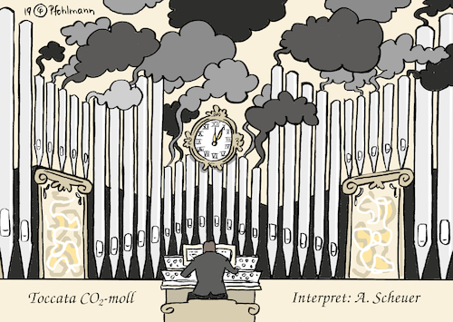 Cartoon: Organist Scheuer (medium) by Pfohlmann tagged scheuer,csu,verkehrsminister,autoindustrie,verkehr,abgase,emissionen,klimaschutz,reduktion,orgel,orgelpfeifen,toccata,klimapolitik,umwelt,umweltpolitik,feinstaub,diesel,scheuer,csu,verkehrsminister,autoindustrie,verkehr,abgase,emissionen,klimaschutz,reduktion,orgel,orgelpfeifen,toccata,klimapolitik,umwelt,umweltpolitik,feinstaub,diesel