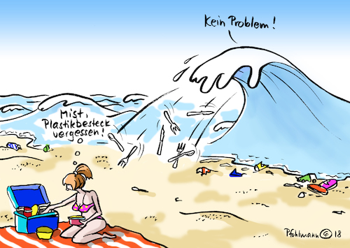 Cartoon: Plastikbesteck (medium) by Pfohlmann tagged karikatur,cartoon,color,farbe,2018,welt,global,umwelt,plastikmüll,plastik,besteck,einwegbesteck,plastikbesteck,kunststoff,abfall,vermüllung,konsum,meer,meeresverschmutzung,welle,strand,urlaub,touristen,karikatur,cartoon,color,farbe,2018,welt,global,umwelt,plastikmüll,plastik,besteck,einwegbesteck,plastikbesteck,kunststoff,abfall,vermüllung,konsum,meer,meeresverschmutzung,welle,strand,urlaub,touristen