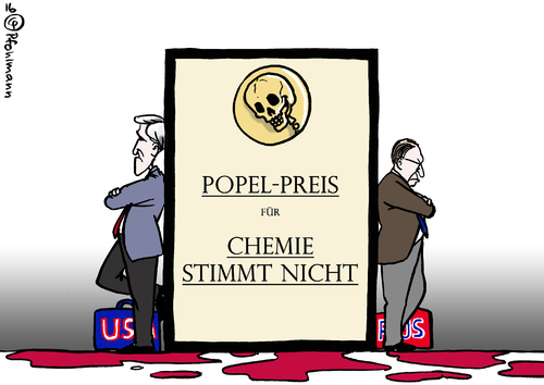 Cartoon: Popel-Preis (medium) by Pfohlmann tagged karikatur,cartoon,2016,color,farbe,nobelpreis,schweden,stockholm,preisverleihung,chemie,syrien,aleppo,krieg,usa,kerry,außenminister,lawrow,russland,tod,tote,katastrophe,kriegsverbrechen,karikatur,cartoon,2016,color,farbe,nobelpreis,schweden,stockholm,preisverleihung,chemie,syrien,aleppo,krieg,usa,kerry,außenminister,lawrow,russland,tod,tote,katastrophe,kriegsverbrechen