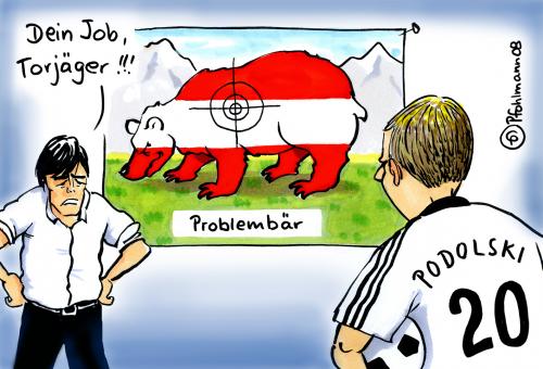 Cartoon: Problembär (medium) by Pfohlmann tagged euro,2008,em,fußball,deutschland,österreich,jogi,löw,podolski,euro2008,em,europameisterschaft,fußball,deutschland,strategie,plan,methode,trainer,jäger,torjäger,bär,gegner,probleme,zielen,abschießen,fadenkreuz,unterricht,fussball,fußballspieler,spieler,sportler,österreich,jogi,joachim,löw,lukas,poldi,podolski,jogi löw,joachim löw