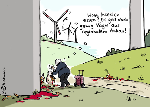 Cartoon: Regionalvögel (medium) by Pfohlmann tagged ernährung,insekten,eiweiß,tiere,vögel,windkraft,windräder,windenergie,erneuerbare,energie,energiewende,essen,nahrung,regional,vogelschutz,artenschutz,naturschutz,umwelt,klimakrise,klima,klimawandel,ernährung,insekten,eiweiß,tiere,vögel,windkraft,windräder,windenergie,erneuerbare,energie,energiewende,essen,nahrung,regional,vogelschutz,artenschutz,naturschutz,umwelt,klimakrise,klima,klimawandel