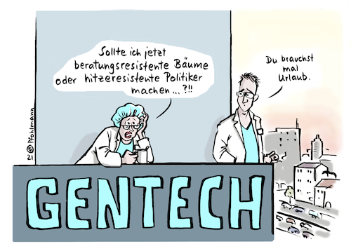 Cartoon: Resistenzen (medium) by Pfohlmann tagged gentechnik,medizin,forschung,forscher,forschende,wissenschaft,wald,bäume,trockenheit,klima,umwelt,resistenzen,resistenz,resistent,politiker,klimapolitik,klimakrise,burnout,gentechnik,medizin,forschung,forscher,forschende,wissenschaft,wald,bäume,trockenheit,klima,umwelt,resistenzen,resistenz,resistent,politiker,klimapolitik,klimakrise,burnout