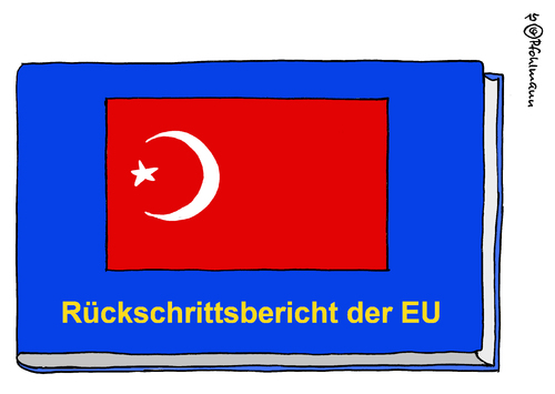 Cartoon: Rückschrittsbericht (medium) by Pfohlmann tagged karikatur,cartoon,2015,color,farbe,eu,europa,türkei,fortschrittsbericht,rückschrittsbericht,rückschritte,beitritt,beitrittsverhandlungen,mitgliedschaft,menschenrechte,justik,pressefreiheit,flagge,fahne,karikatur,cartoon,2015,color,farbe,eu,europa,türkei,fortschrittsbericht,rückschrittsbericht,rückschritte,beitritt,beitrittsverhandlungen,mitgliedschaft,menschenrechte,justik,pressefreiheit,flagge,fahne