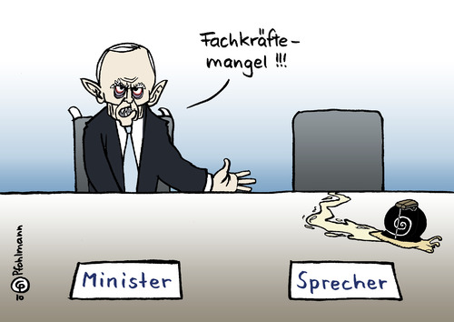 Cartoon: Schäuble-Sprecher (medium) by Pfohlmann tagged deutschland,schäuble,finanzminister,sprecher,pressesprecher,rücktritt,schnecke,demütigung,mobbing,fachkraft,fachkräfte,arbeitsplatz,deutschland,wolfgang schäuble,finanzminister,sprecher,pressesprecher,rücktritt,schnecke,demütigung,mobbing,fachkraft,fachkräfte,arbeitsplatz,wolfgang,schäuble