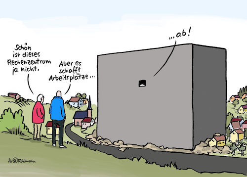 Cartoon: Schönes Rechenzentrum (medium) by Pfohlmann tagged rechenzentrum,digitalisierung,infrastruktur,ki,ai,dorf,landschaft,architektur,schönheit,ästhetik,arbeitsplätze,rationalisierung,hässlichkeit,bauwerk,gewerbesteuer,verschandelung,rechenzentrum,digitalisierung,infrastruktur,ki,ai,dorf,landschaft,architektur,schönheit,ästhetik,arbeitsplätze,rationalisierung,hässlichkeit,bauwerk,gewerbesteuer,verschandelung