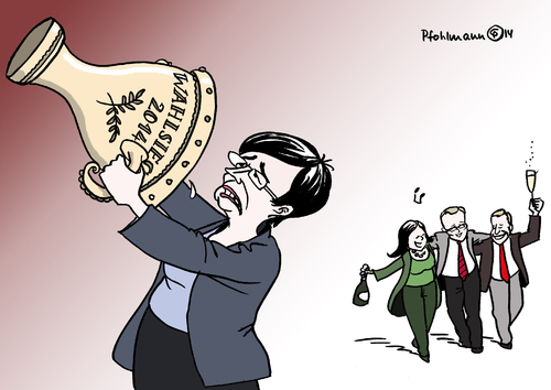 Cartoon: Siegerpokal (medium) by Pfohlmann tagged karikatur,cartoon,2014,color,farbe,deutschland,thüringen,landtagswahl,lieberknecht,cdu,rotrotgrün,koalition,ramelow,linke,linkspartei,hey,siegesmund,grüne,spd,pokal,wahlsieg,wahlsieger,karikatur,cartoon,2014,color,farbe,deutschland,thüringen,landtagswahl,lieberknecht,cdu,rotrotgrün,koalition,ramelow,linke,linkspartei,hey,siegesmund,grüne,spd,pokal,wahlsieg,wahlsieger