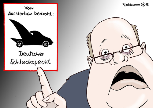 Cartoon: Spechtschutz (medium) by Pfohlmann tagged karikatur,cartoon,color,farbe,2013,deutschland,eu,brüssel,co2,ausstoß,begrenzung,altmaier,umweltminister,aussterben,autoindustrie,lobby,limousinen,klimaschutz,vorgaben,richtlinien,artenschutz,auto,rote,liste,karikatur,cartoon,color,farbe,2013,deutschland,eu,brüssel,co2,ausstoß,begrenzung,altmaier,umweltminister,aussterben,autoindustrie,lobby,limousinen,klimaschutz,vorgaben,richtlinien,artenschutz,auto,rote,liste