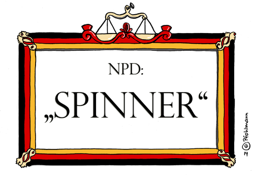 Cartoon: Spinner (medium) by Pfohlmann tagged neutral,neutralität,spinner,rede,freiheit,ndp,urteil,bundesverfassungsgericht,bundespräsident,gauck,deutschland,2014,farbe,color,cartoon,karikatur,karikatur,cartoon,color,farbe,2014,deutschland,gauck,bundespräsident,bundesverfassungsgericht,urteil,ndp,freiheit,rede,spinner,neutralität,neutral