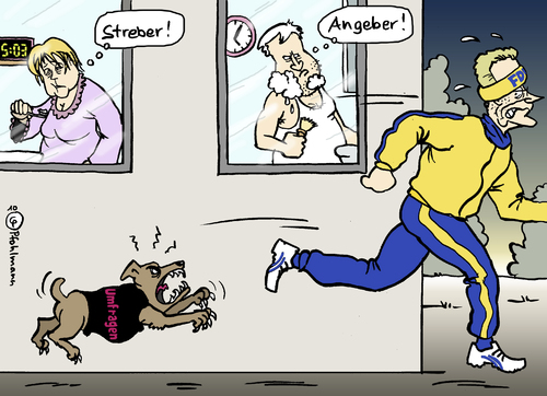 Cartoon: Streber (medium) by Pfohlmann tagged westerwelle,fdp,schwarz,gelb,koalition,merkel,cdu,seehofer,csu,regierung,umfrage,umfrageergebnis,umfragewerte,umfragetief,hund,jogging,jogger,westerwelle,fdp,schwarz,gelb,koalition,cdu,seehofer,regierung,umfrage,umfrageergebnis,umfragewerte,umfragetief,hund,jogging,jogger