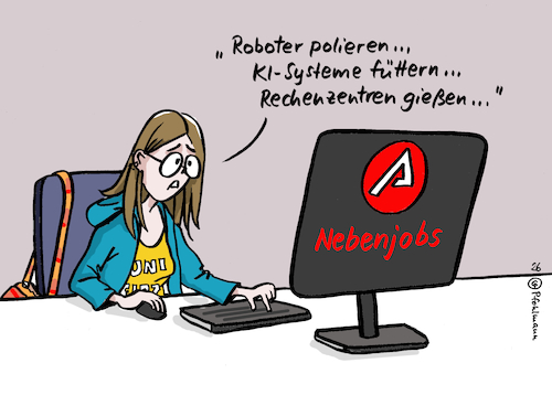 Cartoon: Studi-Nebenjobs (medium) by Pfohlmann tagged bafög,studium,studierende,studenten,studentin,nebenjobs,finanzierung,reform,geld,finanzen,haushalt,jobsuche,arbeitsagentur,lebensunterhalt,arbeiten,studieren,bafög,studium,studierende,studenten,studentin,nebenjobs,finanzierung,reform,geld,finanzen,haushalt,jobsuche,arbeitsagentur,lebensunterhalt,arbeiten,studieren