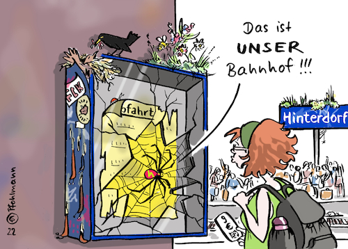 Cartoon: Unser Bahnhof! (medium) by Pfohlmann tagged bahn,öpnv,nahverkehr,bus,zug,bahnhof,ticket,fahrkarte,neun,euro,neuneuroticket,verkehrspolitik,tiere,natur,pflanzen,privatisierung,pfingsten,reise,reisen,urlaub,fahrgäste,reisende,fahrschein,ausflug,menschen,menschenmassen,bahn,öpnv,nahverkehr,bus,zug,bahnhof,ticket,fahrkarte,neun,euro,neuneuroticket,verkehrspolitik,tiere,natur,pflanzen,privatisierung,pfingsten,reise,reisen,urlaub,fahrgäste,reisende,fahrschein,ausflug,menschen,menschenmassen