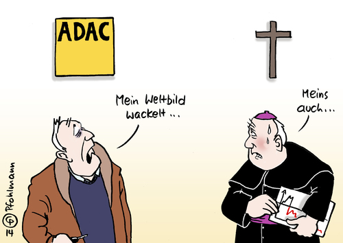 Cartoon: Wackel-Weltbild (medium) by Pfohlmann tagged karikatur,cartoon,color,farbe,2014,deutschland,adac,weltbild,kirche,verlag,katholisch,katholiken,bischof,bischöfe,pleite,insolvenz,skandal,gelber,engel,affäre,autofahrer,wackeln,glauben,karikatur,cartoon,color,farbe,2014,deutschland,adac,weltbild,kirche,verlag,katholisch,katholiken,bischof,bischöfe,pleite,insolvenz,skandal,gelber,engel,affäre,autofahrer,wackeln,glauben