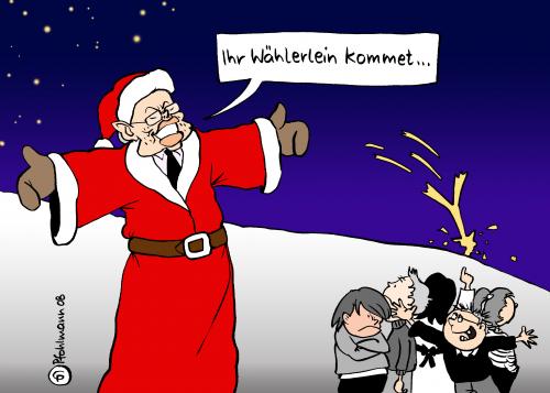 Cartoon: Wählerlein! (medium) by Pfohlmann tagged wähler,wahlkampf,hessen,roland,koch,landtagswahl,weihnachten,weihnachtsmann,weihnachtslied,kinder,kinderlein,kommet,komet,ypsilon,ypsilanti,weihnachten,weihnacht,heiligabend,bescherung,geschenke,geschenk,weihnachtsmann,wähler,wahl,wählen,wahlkampf,hessen,roland koch,landtagswahl,kinder,ypsilon,komet,andrea ypsilanti,roland,koch,andrea,ypsilanti