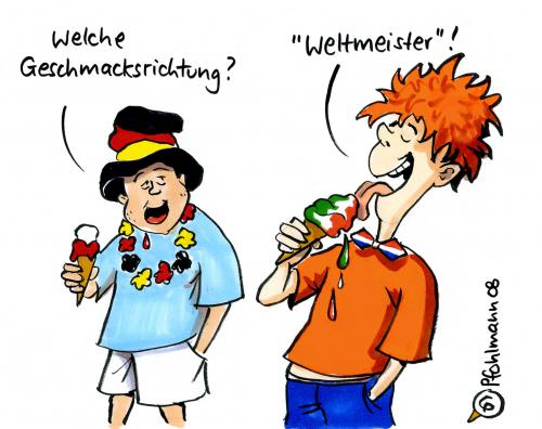 Cartoon: Weltmeister-Eis (medium) by Pfohlmann tagged euro,2008,fußball,em,niederlande,italien,holland,euro2008,fußball,fussball,em,europameisterschaft,meisterschaft,niederlande,italien,holland,eis,speiseeis,waldmeister,weltmeister,fans,geschmack,geschmacksrichtung,sorte,schlecken,essen,nahrung,lebensmittel,konkurrenz