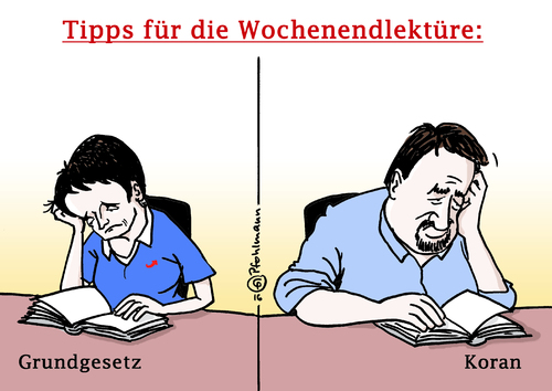 Cartoon: Wochenendlektüre (medium) by Pfohlmann tagged karikatur,cartoon,2016,color,farbe,deutschland,afd,zentralrat,der,muslime,frauke,petry,treffen,mazyek,vorsitzender,gespräch,austausch,lektüre,wochenende,lesen,koran,grundgesetz,religionsfreheit,islam,islamfeindlichkeit,islamophobie,bücher,verband,vertretung,sprecher,vorsitzende,karikatur,cartoon,2016,color,farbe,deutschland,afd,zentralrat,der,muslime,frauke,petry,treffen,mazyek,vorsitzender,gespräch,austausch,lektüre,wochenende,lesen,koran,grundgesetz,religionsfreheit,islam,islamfeindlichkeit,islamophobie,bücher,verband,vertretung,sprecher,vorsitzende