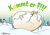 Cartoon: Frühlings-Ei (small) by Pfohlmann tagged karikatur,cartoon,color,farbe,2013,deutschland,wetter,winter,frühling,ostern,ei,osterei,schlüpfen,küken,schnee,eis,kälte